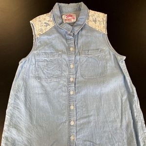 Children's Jean and Lace Button Up Top